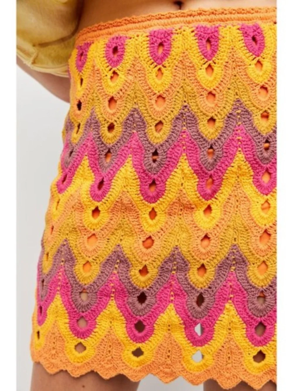 NEW Free People Heat of the Moment Crochet Skirt Almost Famous XS